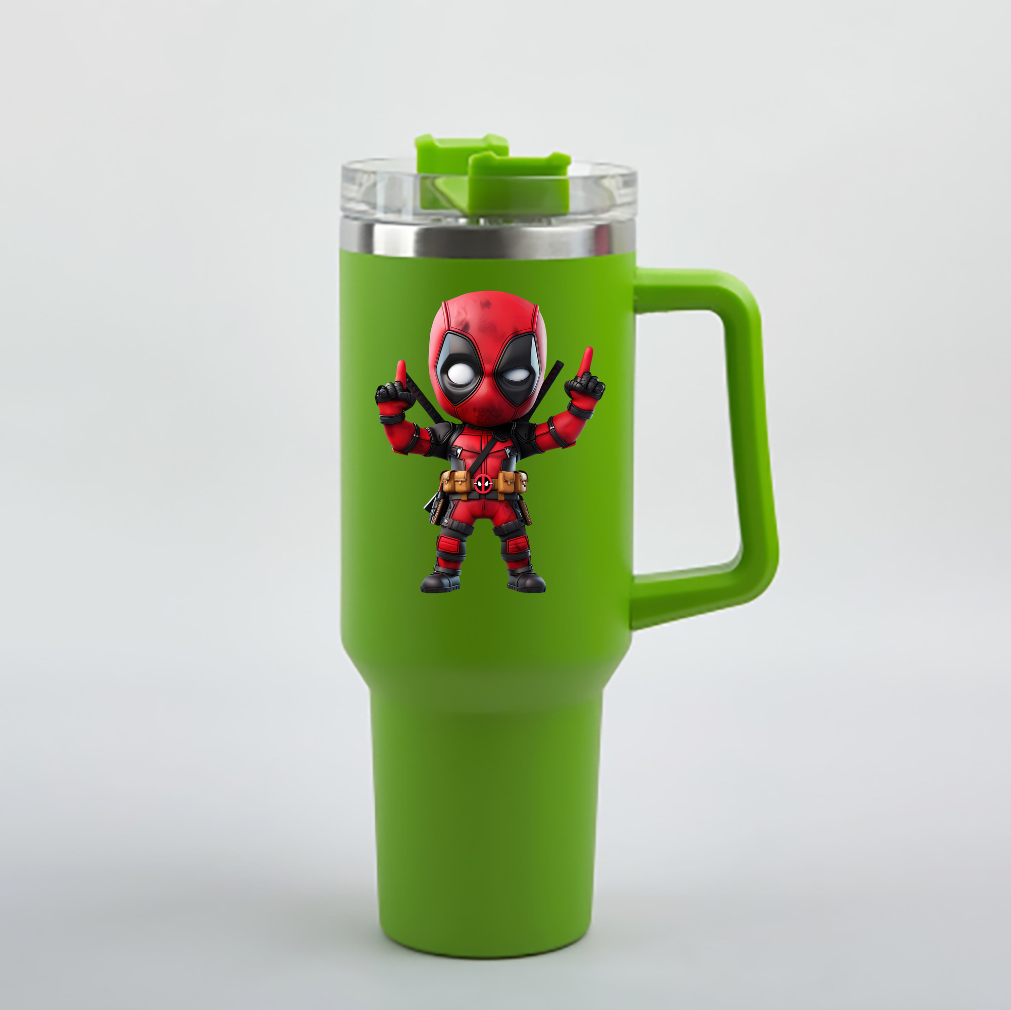 （画像用） Deadpool デッドプール 1200mL車用タンブラー - クリスタルステッカー（プラスチックストロー付き）